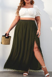 Casual Solid Patchwork Slit Plus Size