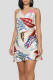 Sexy Print Bandage Patchwork Backless Halter A Line Dresses