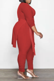 Casual Solid Patchwork Half A Turtleneck Plus Size Two Pieces