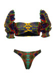 Fashion Sexy Print Solid Patchwork Backless Swimwears (With Paddings)