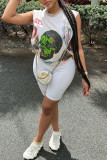 Casual Street Print Patchwork O Neck Sleeveless Two Pieces