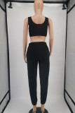 Casual Sportswear Solid Patchwork U Neck Two Pieces