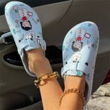 Fashion Casual Hollowed Out Printing Round Comfortable Shoes