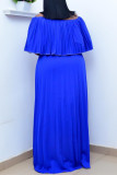 Fashion Casual Plus Size Solid Patchwork Off the Shoulder Long Dress