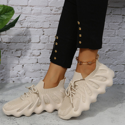 Fashion Casual Sportswear Bandage Patchwork Round Comfortable Sport Shoes