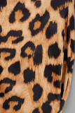 Sexy Print Leopard Patchwork Spaghetti Strap Straight Jumpsuits