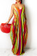 Fashion Sexy Print Backless Spaghetti Strap Long Dress