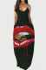 Fashion Sexy Print Backless V Neck Sling Dress