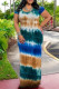 Fashion Casual Print Tie-dye O Neck Short Sleeve Dress Plus Size Dresses