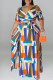 Sexy Print Bandage Patchwork V Neck Plus Size Two Pieces