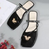Fashion Casual Patchwork Rhinestone Square Comfortable Shoes