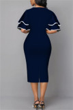 Fashion Casual Print Patchwork V Neck One Step Skirt Dresses