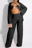 Fashion Sexy Casual Solid Patchwork Long Sleeve Three-piece Set