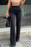 Casual Solid Patchwork Boot Cut High Waist Speaker Solid Color Bottoms