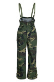 Fashion Casual Camouflage Print Patchwork Spaghetti Strap Regular Jumpsuits (Without Tops)