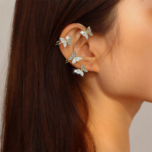 Fashion Patchwork Butterfly Rhinestone Earrings