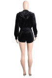 Fashion Casual Solid Patchwork Hooded Collar Long Sleeve Two Pieces