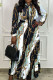 Casual Print Patchwork Fold O Neck Straight Dresses