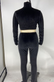 Sexy Solid Patchwork Turtleneck Long Sleeve Two Pieces