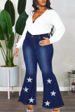 Casual Street Print Patchwork Plus Size Jeans