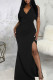 Sexy Solid Patchwork Slit V Neck Long Dress Dresses