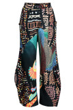 Casual Print Patchwork High Waist Straight Positioning Print Bottoms