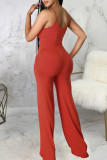 Sexy Solid Patchwork Spaghetti Strap Straight Jumpsuits