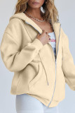 Fashion Casual Solid Patchwork Zipper Hooded Collar Outerwear