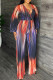 Fashion Casual Print Patchwork V Neck Regular Jumpsuits