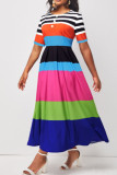 Casual Solid Patchwork O Neck A Line Dresses