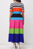 Casual Solid Patchwork O Neck A Line Dresses