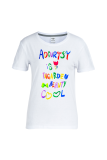 Fashion Cute Print Patchwork Letter O Neck T-Shirts