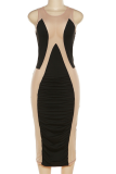 Sexy Solid Mesh O Neck Pencil Skirt Dresses