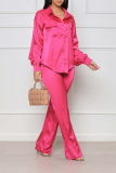 Fashion Solid Patchwork Turndown Collar Long Sleeve Two Pieces