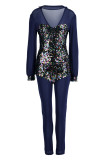 Fashion Sexy Patchwork Sequins See-through V Neck Skinny Jumpsuits