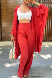 Fashion Casual Solid Cardigan Pants Long Sleeve Two Pieces