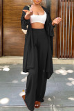 Fashion Casual Solid Cardigan Pants Long Sleeve Two Pieces
