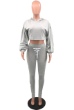 Fashion Solid Patchwork V Neck Long Sleeve Two Pieces