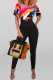 Fashion Casual Print Patchwork O Neck Short Sleeve Two Pieces