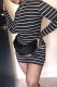 Casual Striped Print Patchwork O Neck Pencil Skirt Dresses