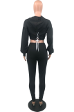 Fashion Solid Patchwork V Neck Long Sleeve Two Pieces