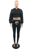 Fashion Solid Patchwork V Neck Long Sleeve Two Pieces