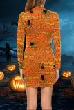 Fashion Casual Print Patchwork O Neck Long Sleeve Dresses