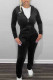 Casual Solid Patchwork Zipper Hooded Collar Long Sleeve Two Pieces