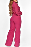 Sexy Solid Patchwork V Neck Straight Jumpsuits