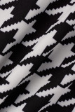 Casual Plaid Print Patchwork Zipper V Neck Plus Size Jumpsuits