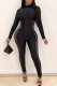 Fashion Casual Solid Patchwork Half A Turtleneck Skinny Jumpsuits