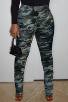Sexy Print Camouflage Print Patchwork High Waist Pencil Full Print Bottoms