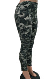 Sexy Print Camouflage Print Patchwork High Waist Pencil Full Print Bottoms