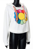 Fashion Casual Print Patchwork Hooded Collar Tops
